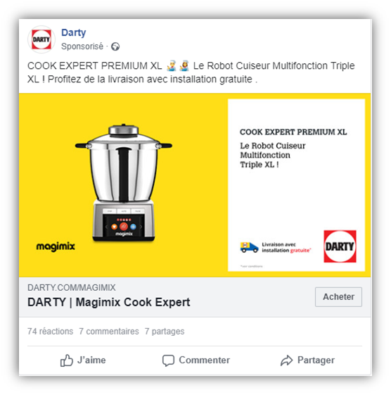 Retailink Fnac Darty communication omnicanale 360 Magimix Facebook Ads