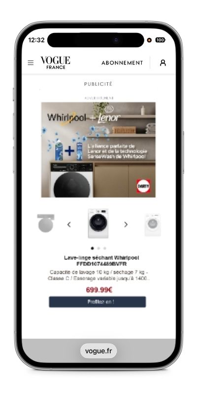 Retailink.Fnac Darty Retail Media Shoppable Ads Vogue Lenor Whirlpool